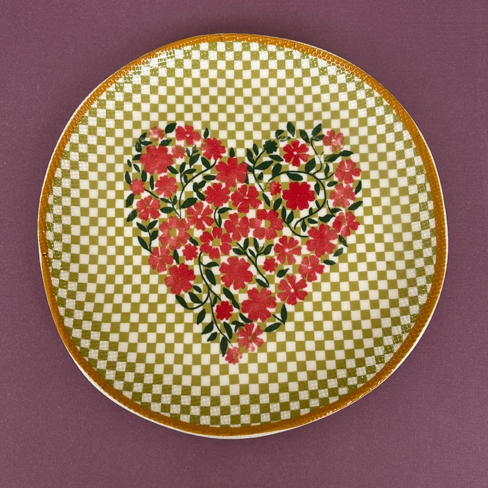 NIB Anthropologie Annie Stoneware Blue Heart Dessert Plate